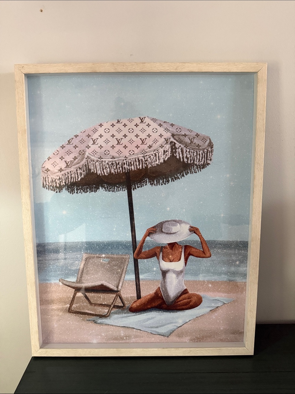 Louis Vuitton Umbrella Coastal Chic Framed Print by Oliver Gal